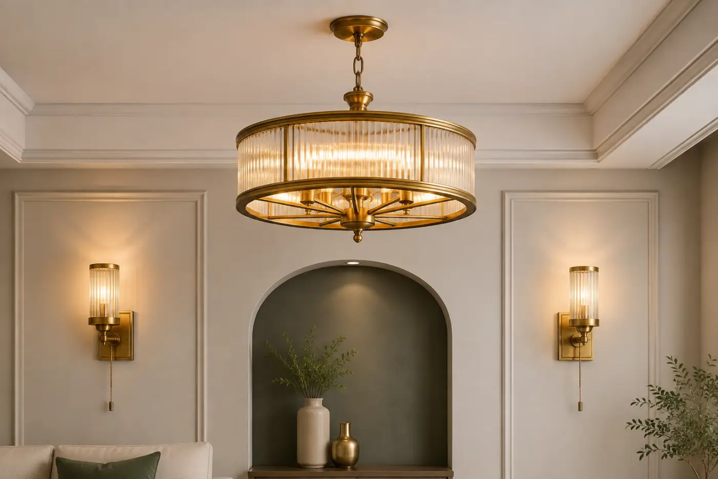 antique-gold-ceiling-lights-and-switched-wall-lights
